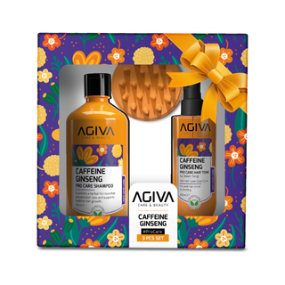 Agiva Caffeine Ginseng 3-Piece Pro Care Set (Shampoo 500 ml+Tonik 200 ml+Comb)