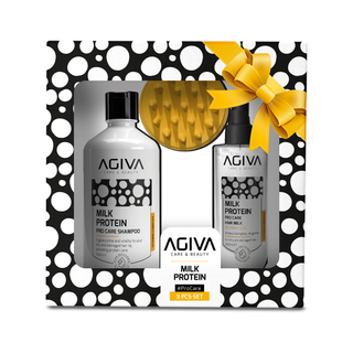 Agiva Milk Protein Amino Complex 3-Piece Pro Care Set (Sahmpoo 500 ml+Milk 200 ml+Comb)