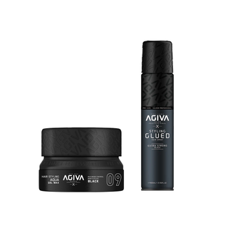 Agiva Hair Styling Set Black - Hair Styling Glued and Hair Styling Wax Aqua Gel Wax 09