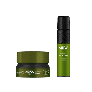 Agiva Hair Styling Set Green - Hair Styling Spray Matte and Hair Wax Matte Paste 03