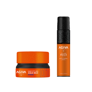 Agiva Hair Styling Set Orange - Hair Styling Rock and Hair Wax Aqua Strong 01