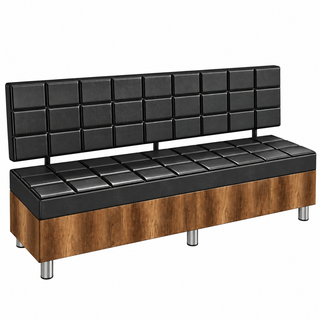 Barber Waiting Bench 180 cm Black / Wood 1080x1080 corrected