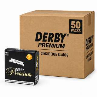 Derby Premium Rasierklingen – Karton mit 50 Packungen
