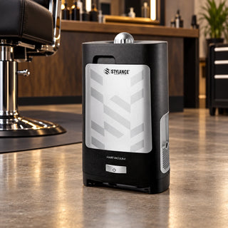 Stylance Hair Vacuum 1400W Black and Silver Edition in a modern barbershop